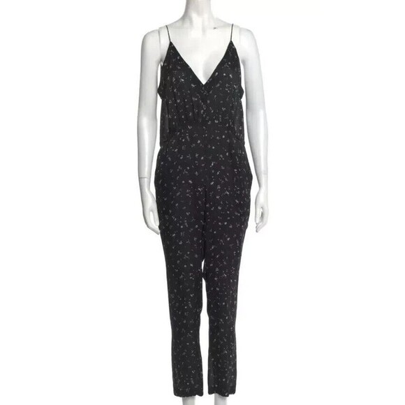 NWOT IRO Bemera 100% Silk Floral Jumpsuit Black And White  EU 36 US 4 - RRP £420 - Picture 1 of 13
